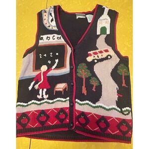 VTG 90s Teachers Sweater Vest Grandmacore Womens Size Small